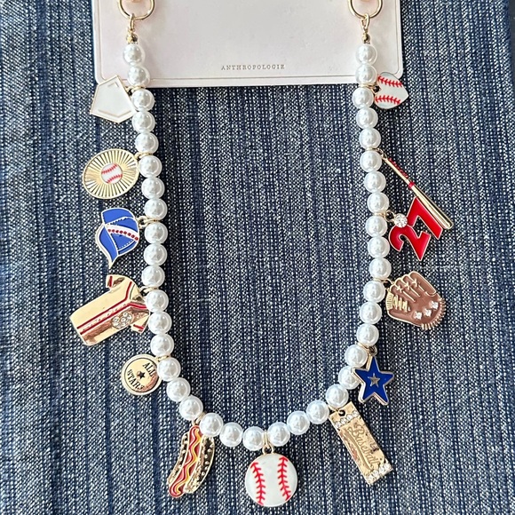 Anthropologie Icon Pearl Bag Charm Game Day Baseball NWT - Picture 3 of 7